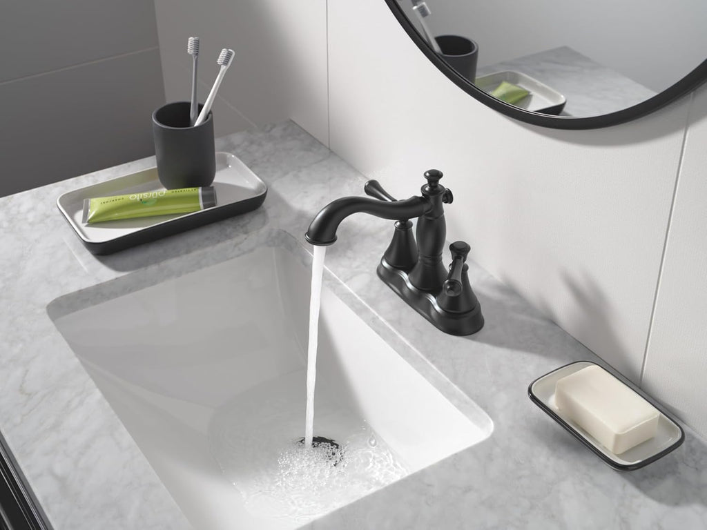 Delta Faucet Cassidy Gold Bathroom Faucet, Centerset Bathroom Faucet, Metal Drain Assembly, Champagne Bronze 2597LF-CZMPU, 5.41 x 6.59 x 5.41 inches