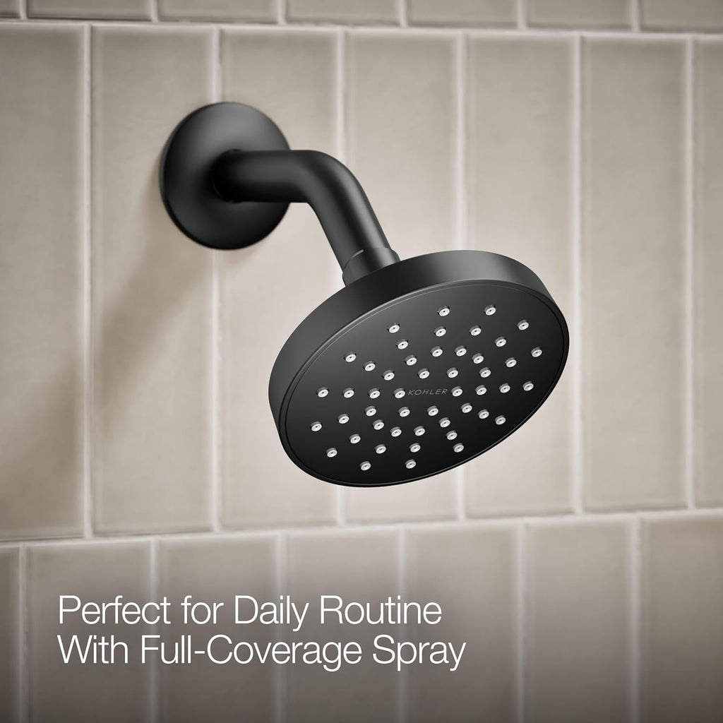 KOHLER T35326-4G-BL, Elate Rite-Temp Shower Trim Kit with Push-Button Diverter, 1.75 GPM Showerhead, Matte Black, Modern Shower Fixture, Water-Saving Design
