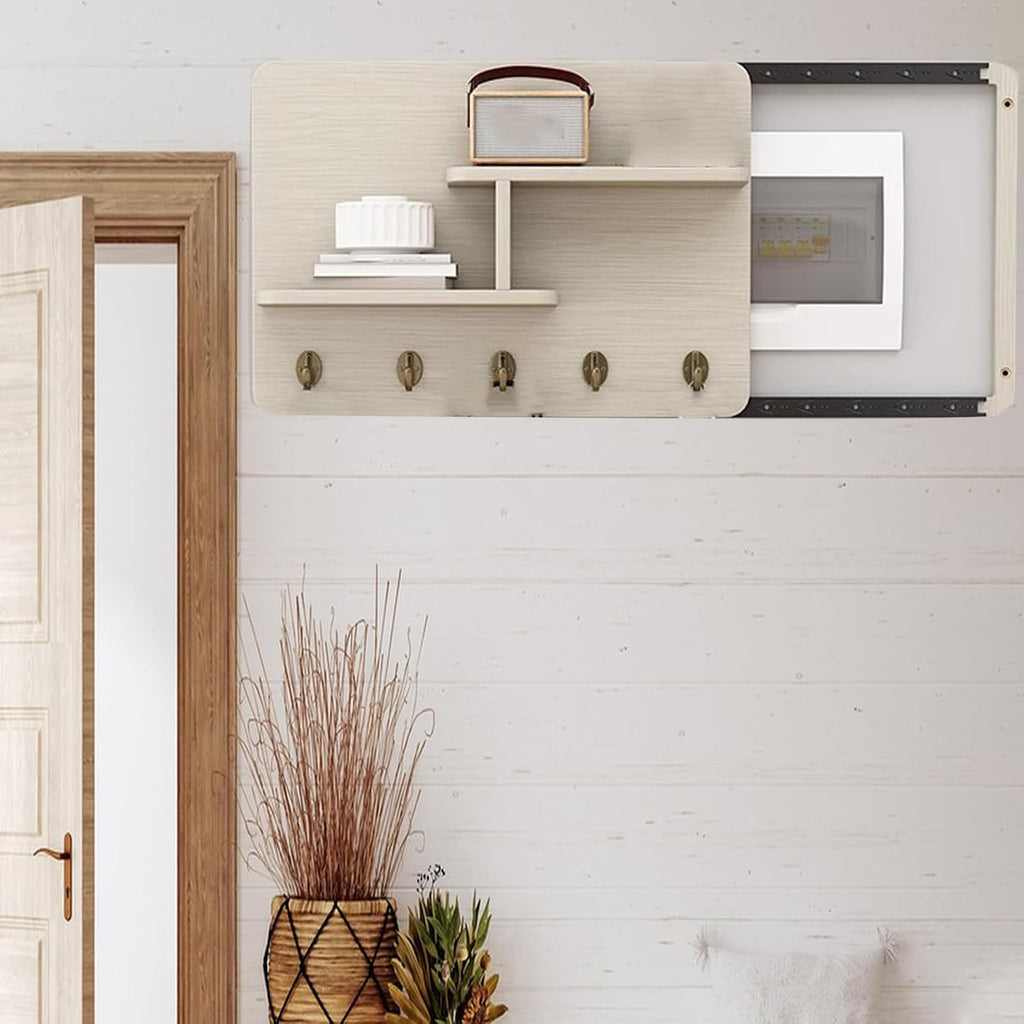 Wall Mounted Circuit Breaker Box Cover, Decorative Electrical Panel Cover for Wall, Stylish Fuse Box Hide Meter, Deep Coffee Finish, 50x70cm (19.7x27.5in)