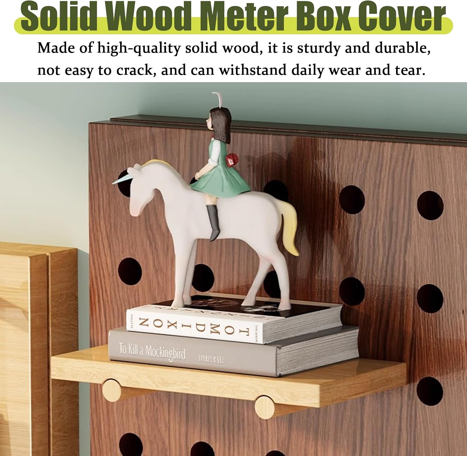 Electrical Panel Cover Pegboard Fuse Box Cover Cabinet Solid Wood, Creative Electric Meter Box Decorative Painting, Hidden Electrical Panel Cover(White,40 x 50 cm (15 3/4' x 19 3/4'))