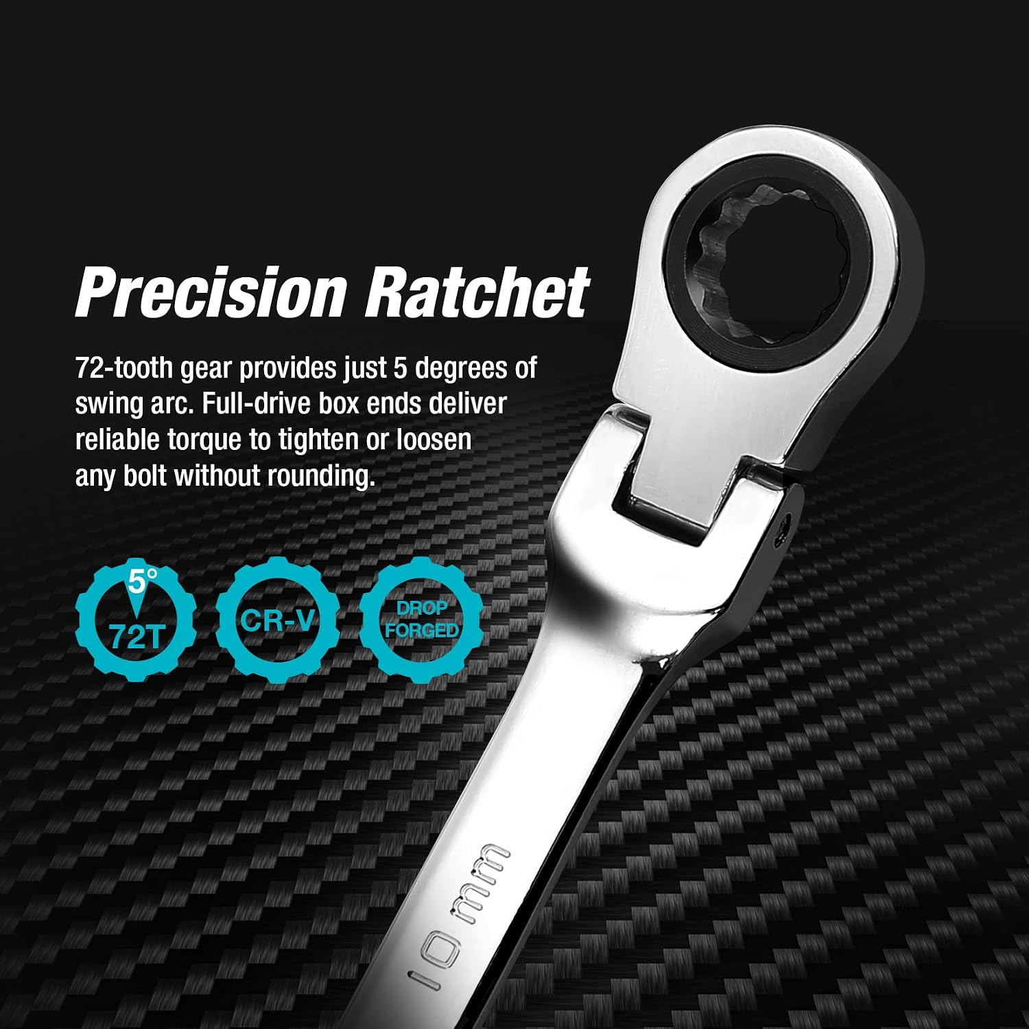 DURATECH 11-Piece Extra Long Flex-Head Ratcheting Wrench Set, Metric&SAE
