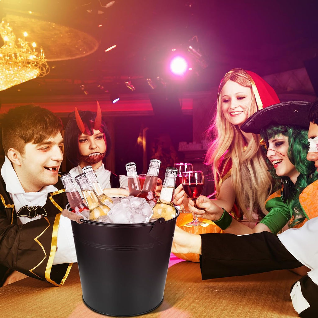 Didaey 24 Pcs 9 Quart Large Galvanized Metal Buckets with Handle Inch Heavy Duty Stainless Steel Pails Round Pail for Party Wedding, Crafts, Utensils, Table Centerpieces (Black)