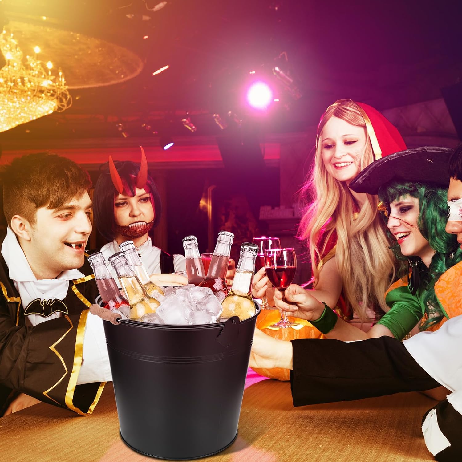 Didaey 24 Pcs 9 Quart Large Galvanized Metal Buckets with Handle Inch Heavy Duty Stainless Steel Pails Round Pail for Party Wedding, Crafts, Utensils, Table Centerpieces (Black)