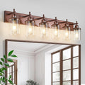 Lanhall 6-Light Bronze Bathroom Light Fixtures Over Mirror,Modern Bathroom Vanity Light with Clear Glass Shade, Wall Sconce for Bathroom Hallway Cabinet Bedroom Kitchen Living Room Foyer E26 Base