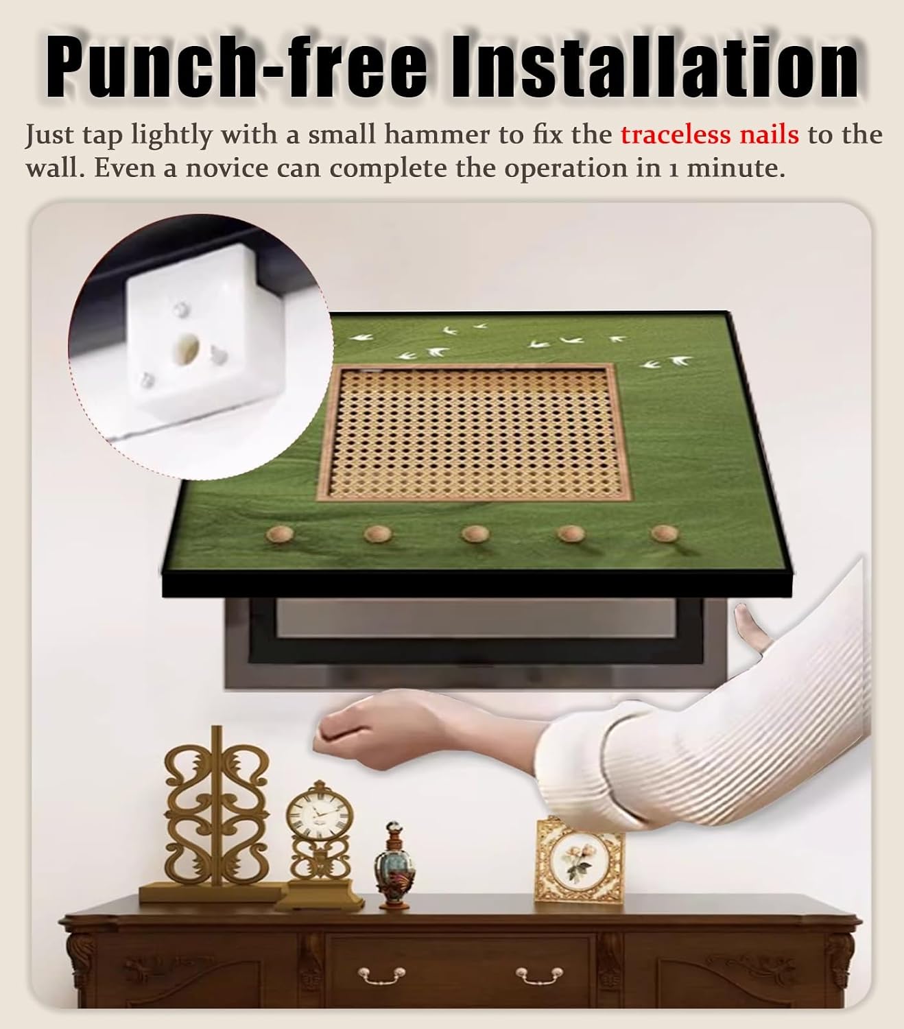 Electrical Panel Cover Breaker Box Cover Medieval Style, Rattan Electrical Panel Cover with Hook, Distribution Box Decorative Painting(Light Coffee,60 x 45 cm (23.6 x 17.7 in))