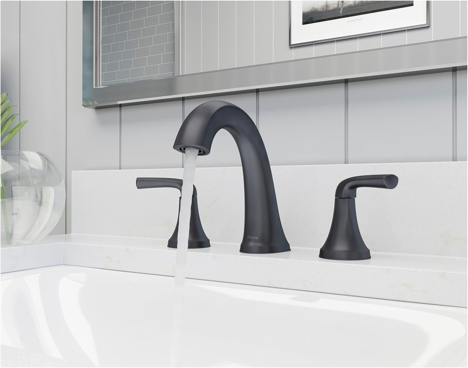 Pfister, LG49-MCA0GS, McAllen 1.2 GPM 2-Handle 8' Widespread Bathroom Faucet, Spot Defense Brushed Nickel