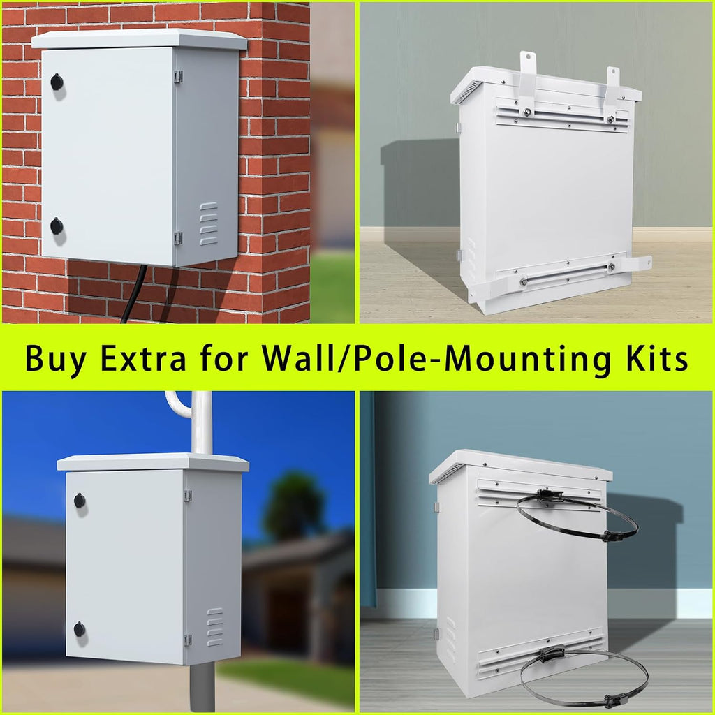Metal Nema Enclosure with Rain Hood Weatherproof Junction Electric Breaker Box with Fan-Vent Design Electrical Cabinet with Mounting Track Hole in Back 20X24X12