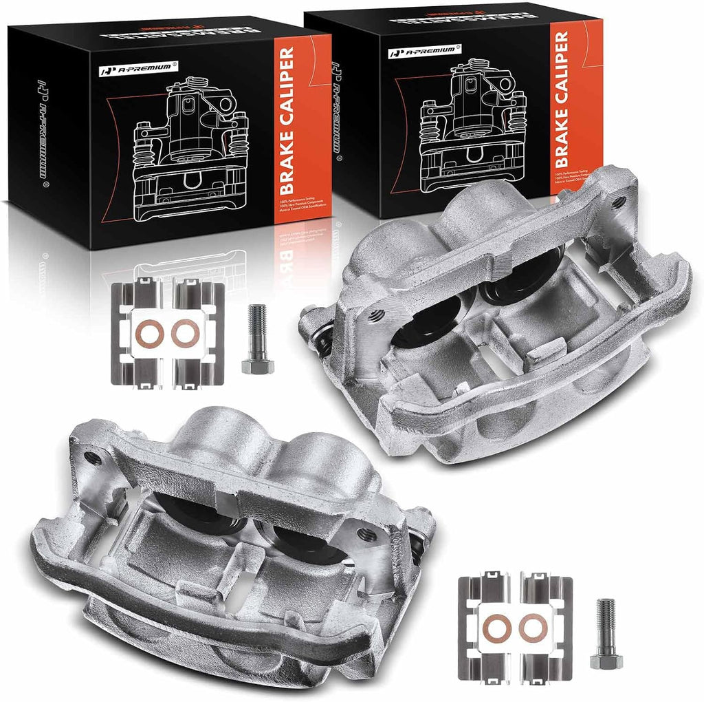 A-Premium Disc Brake Caliper Assembly with Bracket Compatible with Select Ford Models - For F-150 2009, Lobo 2009-2014, Pickup - Front Driver and Passenger, 2-PC Set