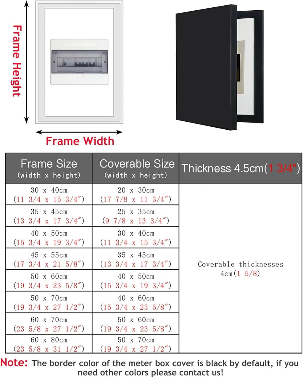 Electrical Panel Cover One-color Screen Electrical Panel Cover, Rectangle Fuse Box Protective Lid Decorative Wall, Plastic Frame Breaker Box Cover with Traceless Nails(Style1,WXH-50 x 60CM-19.7 x 23.6