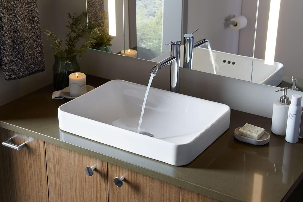 Kohler 5373-96 K-5373-96 Vox Rectangle Vessel Bathroom Sink, Biscuit