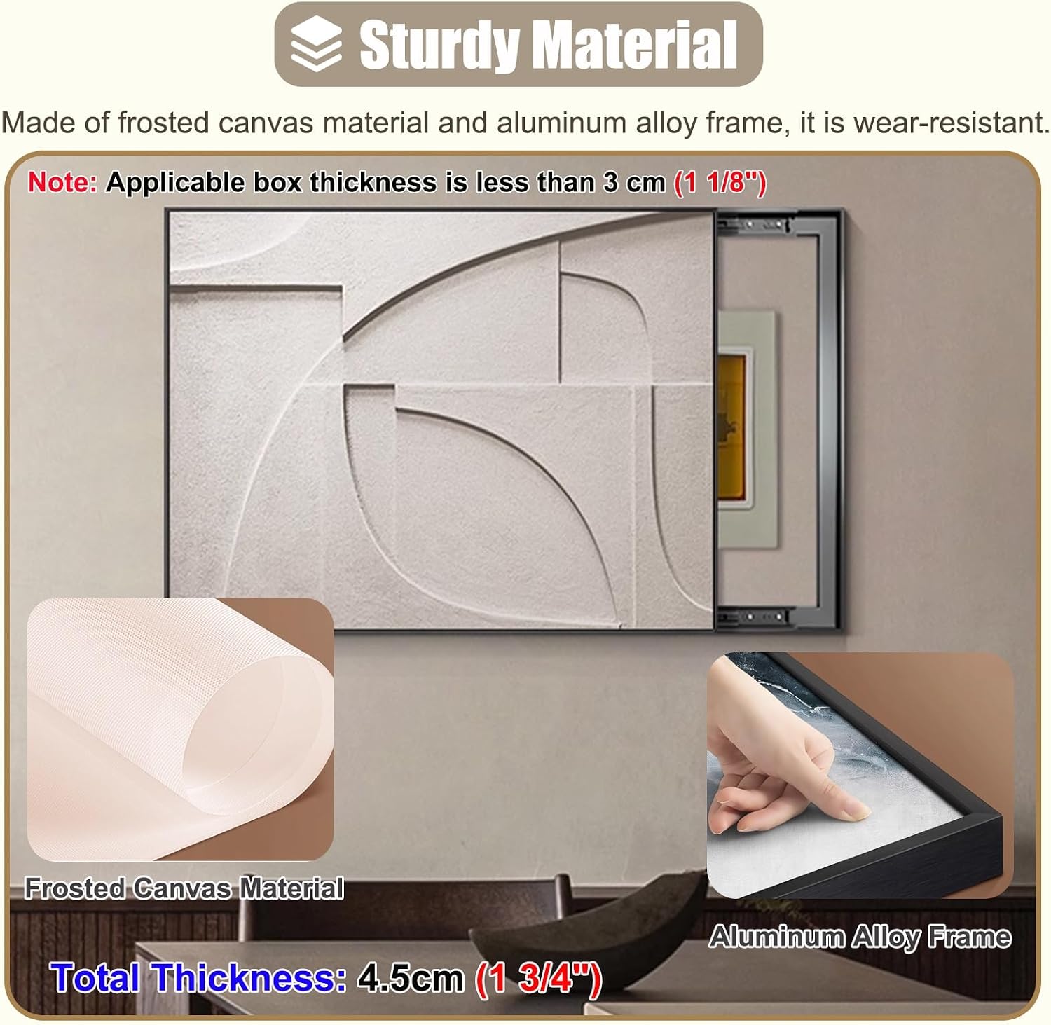 Kitchen Breaker Box Cover for Decorative Wall, Art Tan Electrical Panel Cover for Hide Meter Box/Junction Box, Decorative Fuse Box Cover Horizontal(B,50x40cm(19 3/4x15 3/4in))