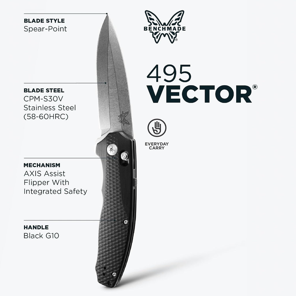 Benchmade - Vector 495 EDC Knife with Black G10 Handle (495)