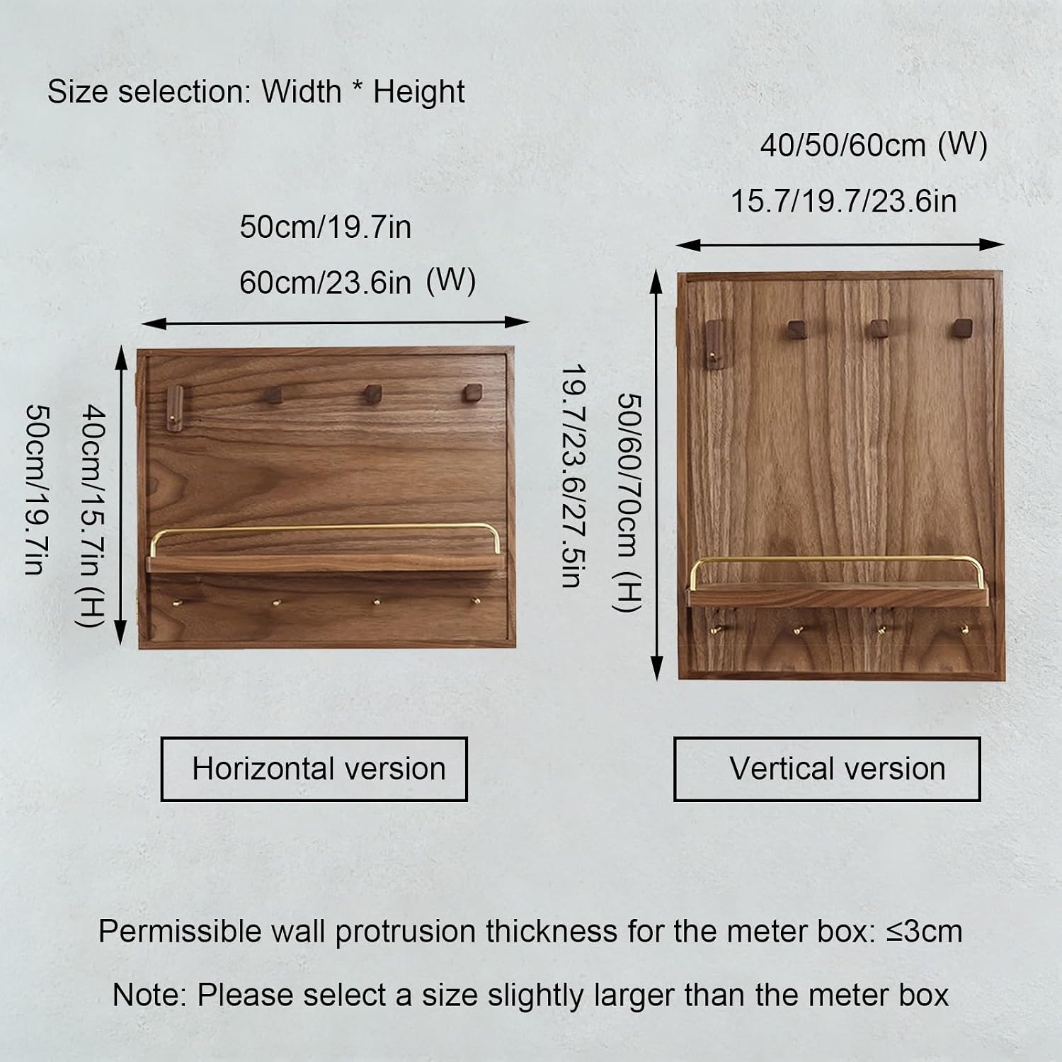 Modern Meter Box Cover with Shelf & Hooks, Wall Mounted Electrical Panel Cover, Flip-Up Meter Switch Box Decoration, for Home Office Bedroom(50 * 60cm/19.7 * 23.6in)