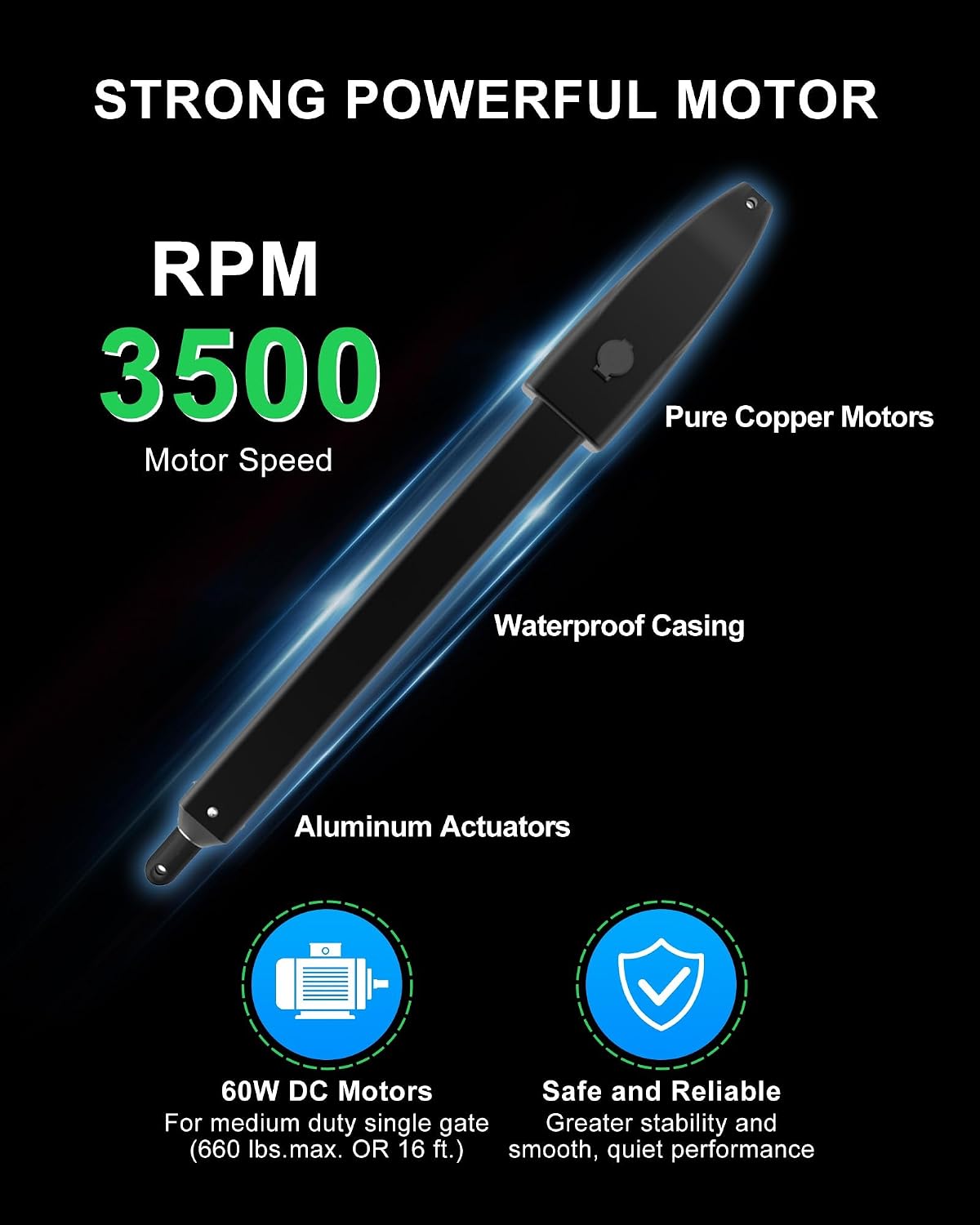 Automatic Dual Gate Opener for Swing Gates up to 660lb*2 16ft, Heavy Duty Electric Opener Kit for Driveway Home Garden, Long-Range Remote Controls Included - Model C025-340