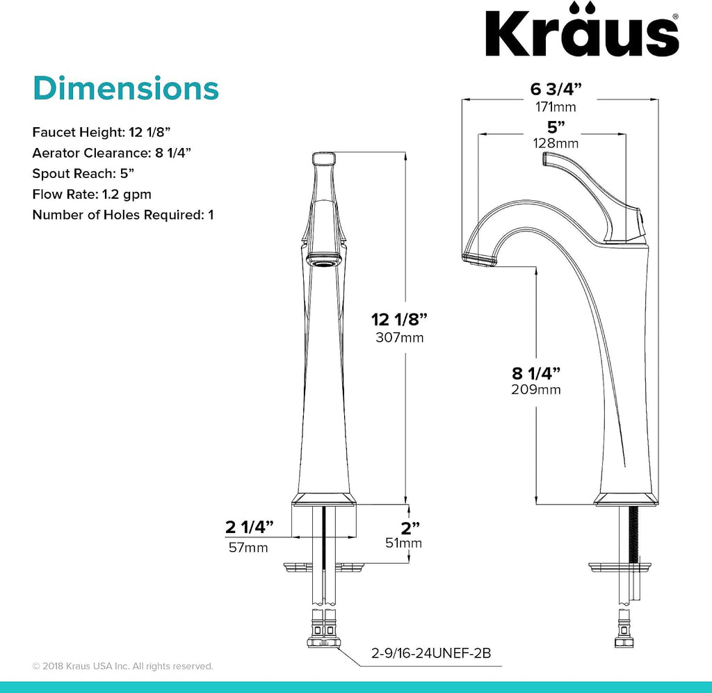 Kraus KVF-1200SFS Arlo Bathroom Faucet, Spot Free Stainless Steel