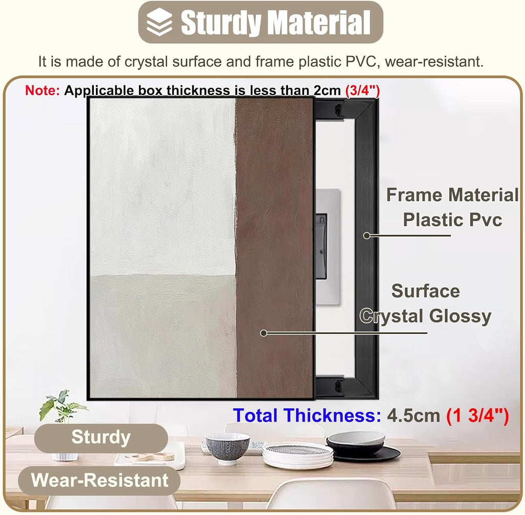 Vertical Fuse Box Cover Wall Artative, Plastic Breaker Box Cover Art Tan, Hide Distribution Covers for Circuit Panel/Junction Box/Meter Box(G,45x60cm(17 3/4x23 5/8in))