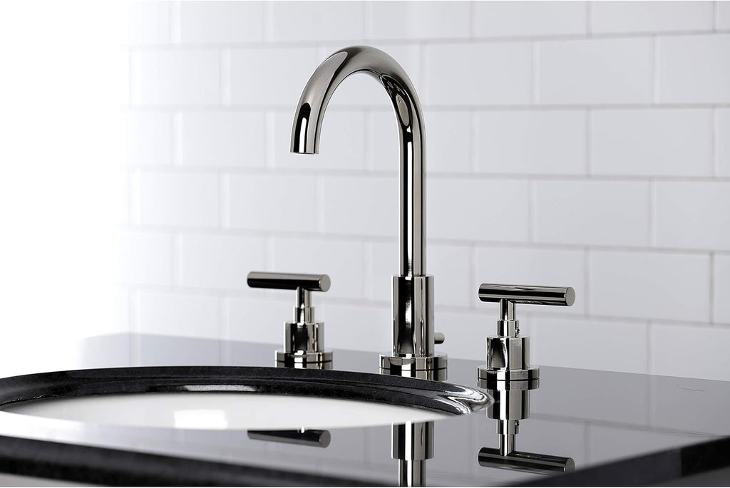 Kingston Brass FSC8929CML Manhattan Widespread Bathroom Faucet with Pop-Up Drain, Polished Nickel