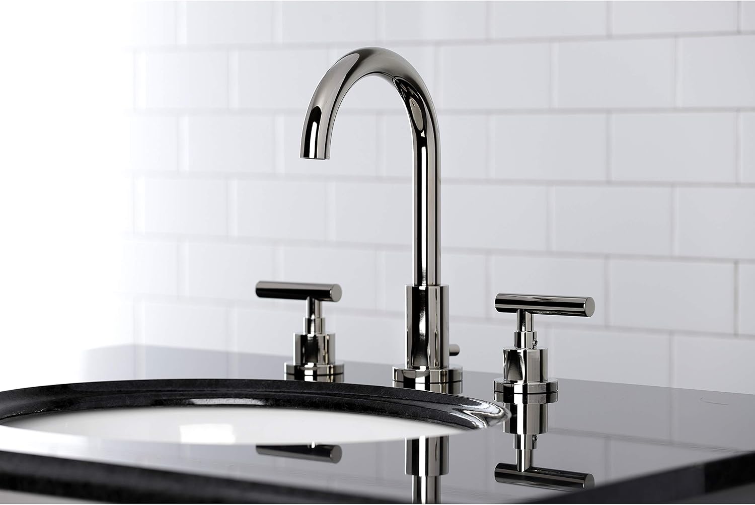 Kingston Brass FSC8929CML Manhattan Widespread Bathroom Faucet with Pop-Up Drain, Polished Nickel