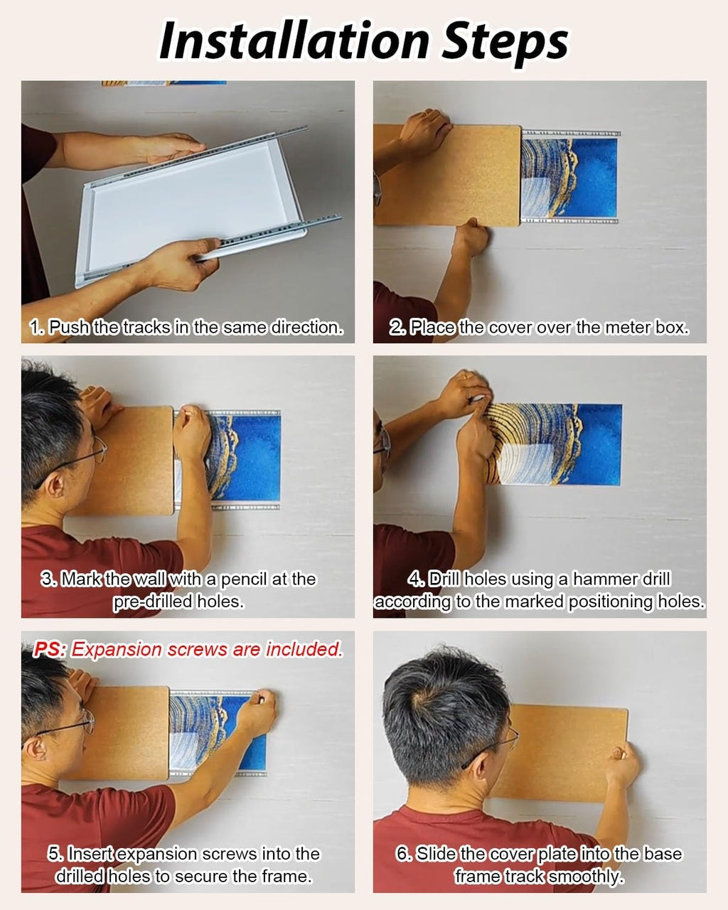 Decorative Sliding Fuse Box Cover, Hidden Painting Electrical Meter Box Cover for Living Room and Corridor