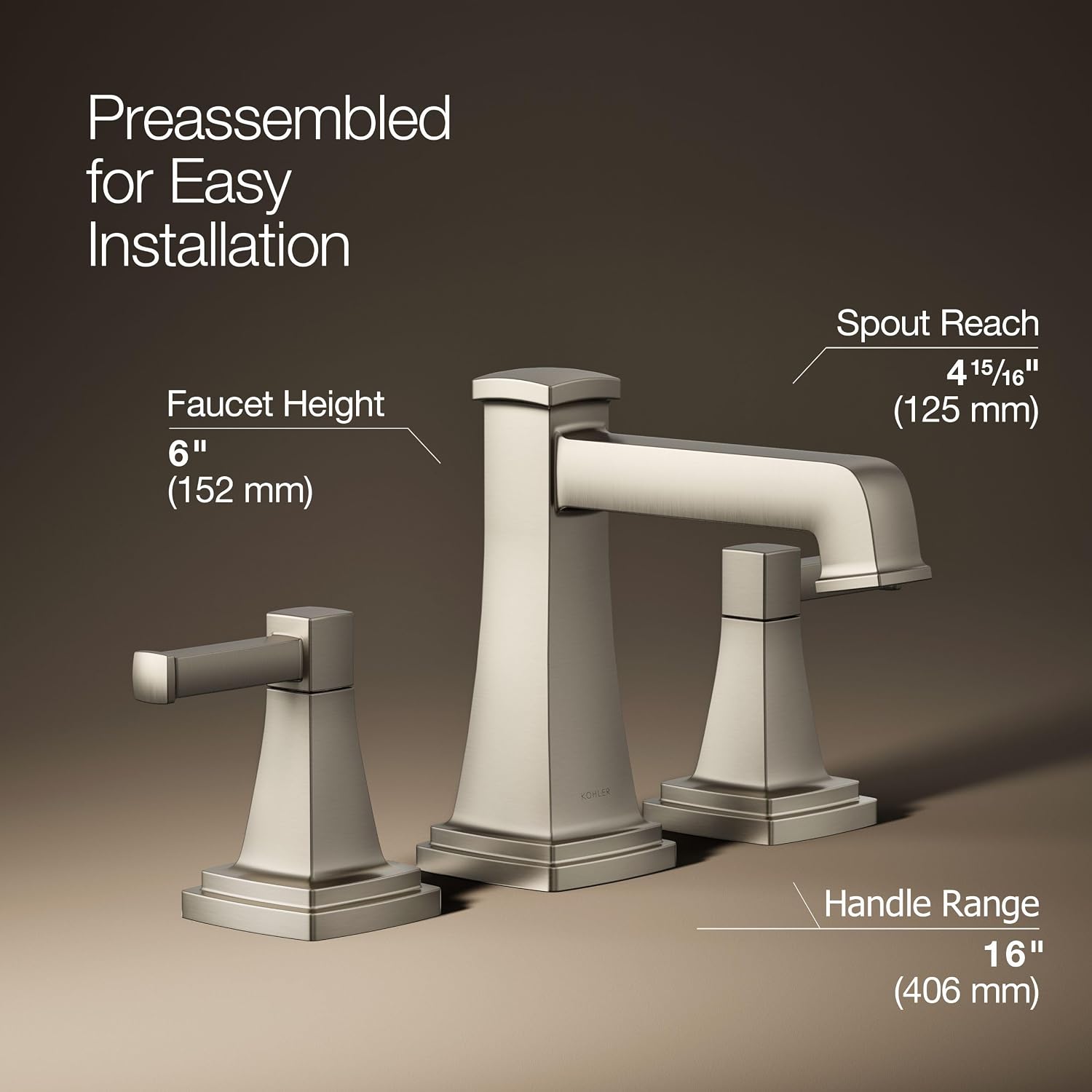 Kohler 27399-4-BN Riff® Widespread Bathroom Sink Faucet, 1.2 gpm, Vibrant Brushed Nickel
