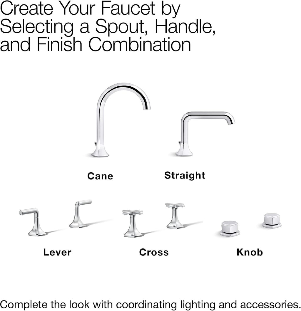 Kohler 27010-3-BMB OCCASION™ Cross bathroom sink faucet handles, Matte Black w/Moderne Brass