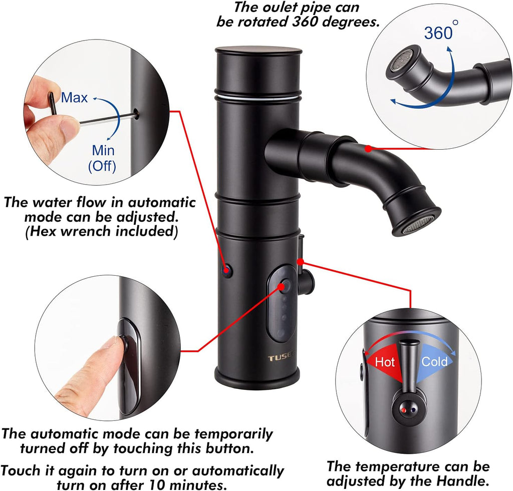 Black Bathroom Faucet, Matte Black Bathroom Sink Faucet, TS-5501M