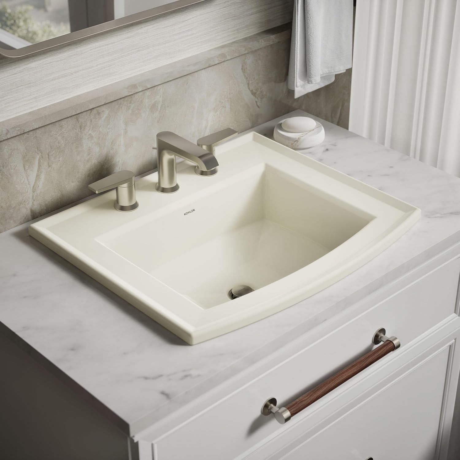 Kohler 2356-8-96 Archer® 22-3/4' rectangular drop-in bathroom sink, Biscuit