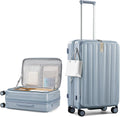 Hanke 24 Inch Expandable Luggage Top Opening Checked Bag Luggage Hard Shell Suitcases with Wheels Lightweight Travel Luggage Medium Suitcase with Lock for Woman Men-Grey