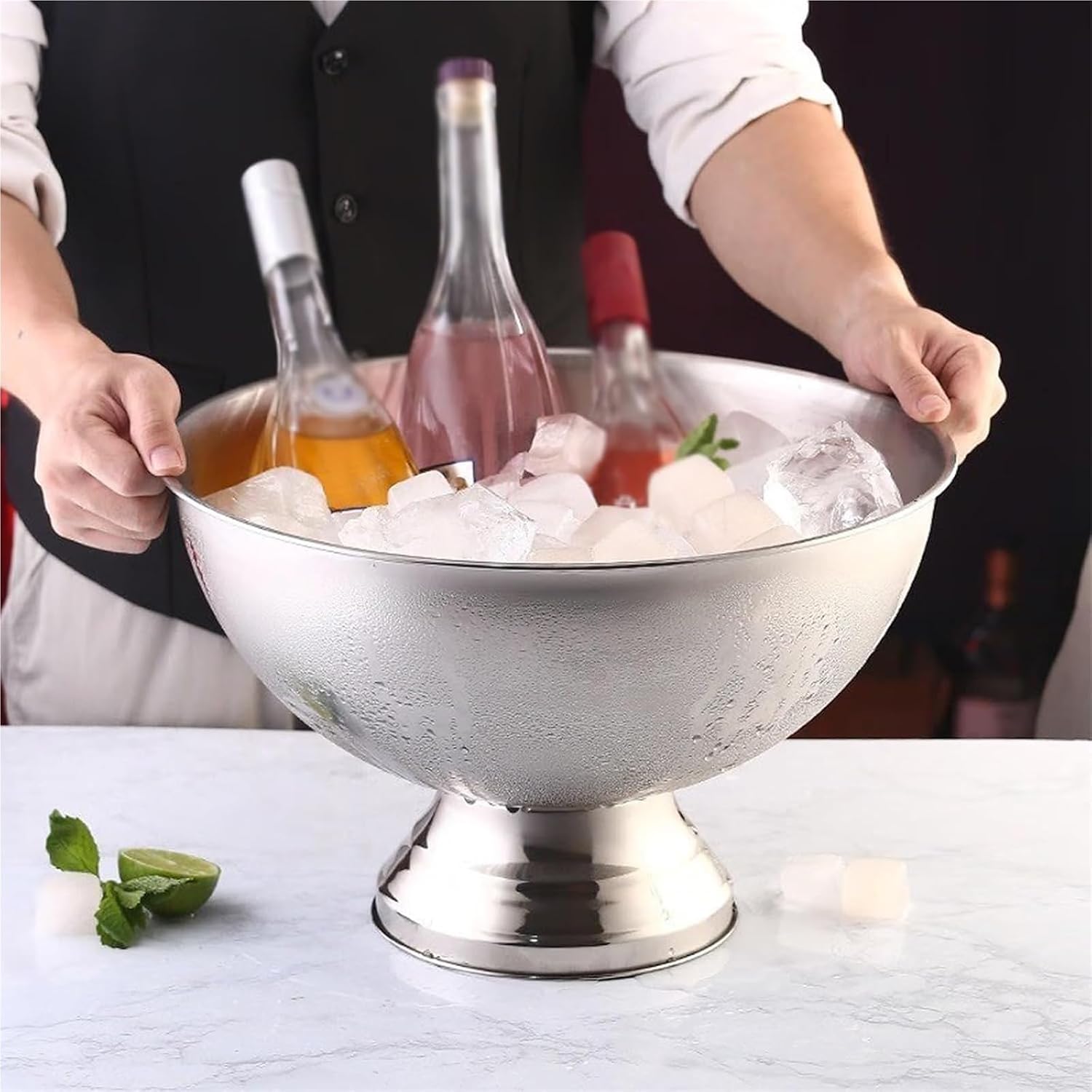 Ice Buckets for Parties, Beverage Tub/Ice Bucket Champagne Buckets for Business and Family Party(Gold)
