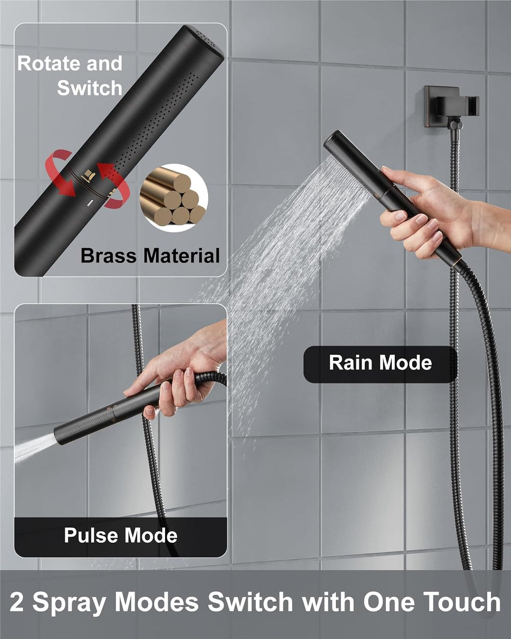 Aolemi Shower Faucet Set, High Pressure Shower System with 2-in-1 Handheld Sprayer, Wall Mount Fixture Combo with Rough-in Valve, 12 Inch Shower Head, Oil Rubbed Bronze