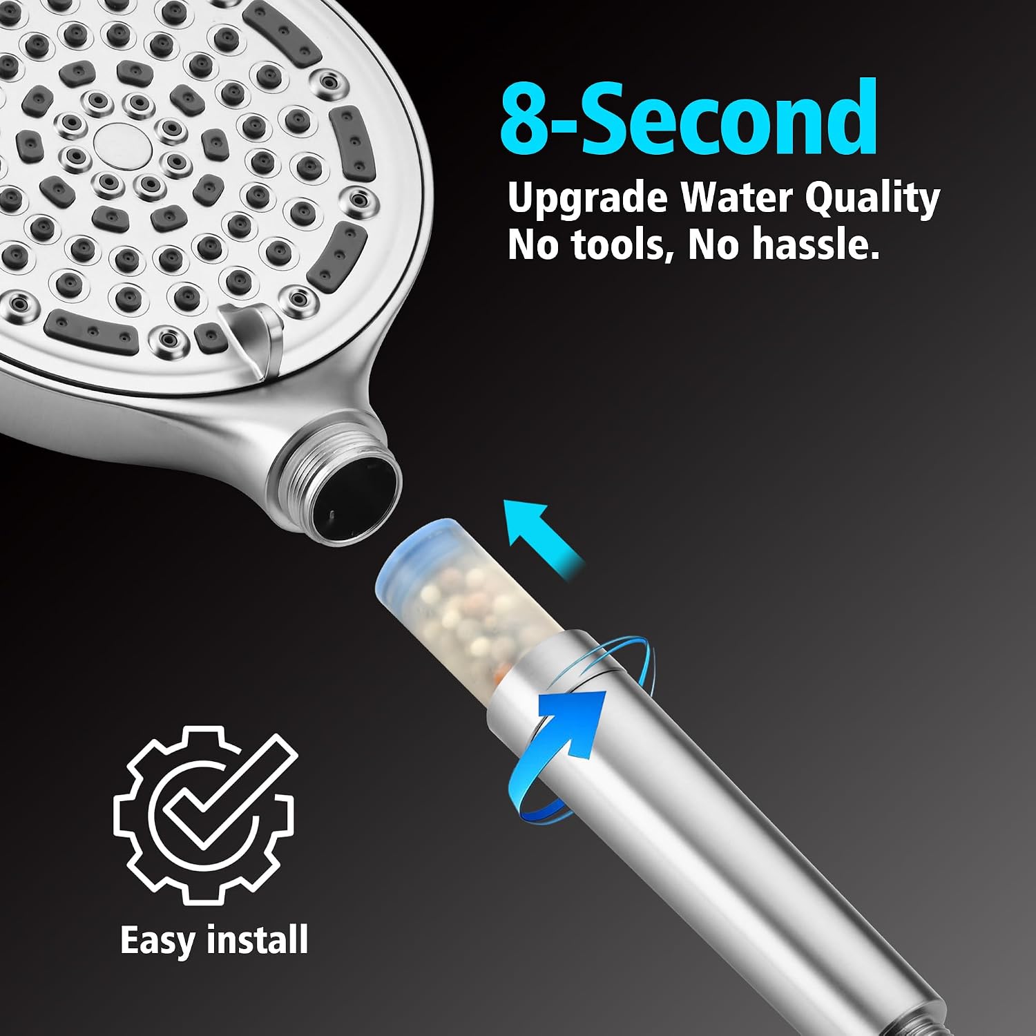SUMERAIN Rain Shower System with Tub Spout, High Flow Bathtub Shower Faucet Set with 6-Spray Showerhead with Filters, Brushed Nickel Finish