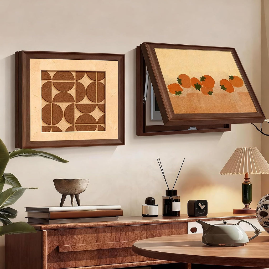 Modern Electric Meter Box Cover, Electrical Panel Cover, Wall Mounted Decorative Painting, Hydraulic Hide Design, for Living Room and Office(Brown 3,50 * 40cm/19.7 * 15.7)