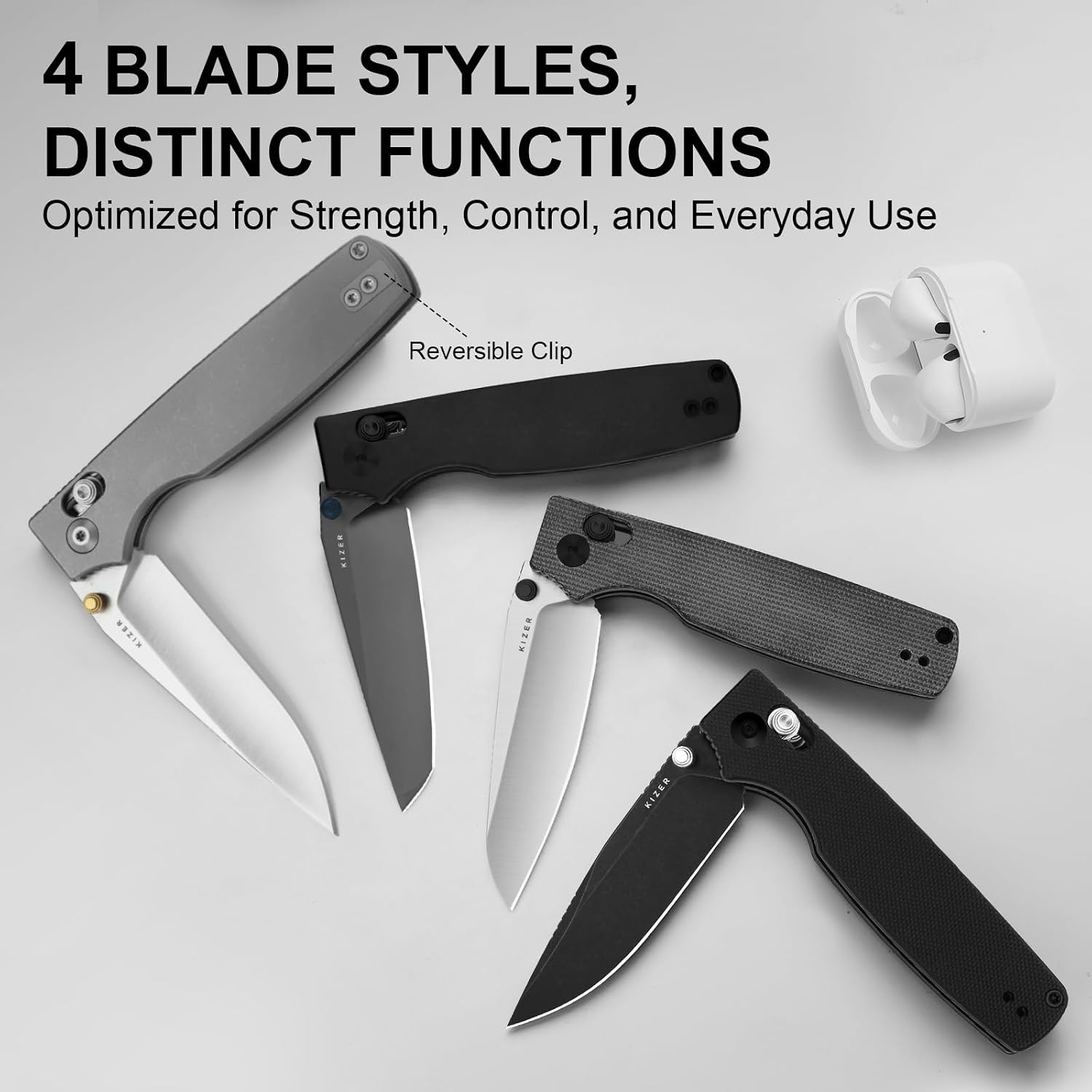 Kizer Original 2 EDC Pocket Knife, 3.17' S45VN Modified Drop Point Folding Knife with Titanium Handle, Thumb Stud Opener Clutch Lock, for Camping Hiking Fishing Ki3605.2MA1
