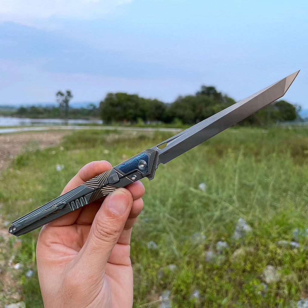 Gentleman's Front Flipper Folding Knife, M390 Steel Blade Pocket Knife with TC4 Titanium Handle, EDC Utility Knife for Men, Lightweight Pen Knife with Pocket Clip for Outdoor Camping Work