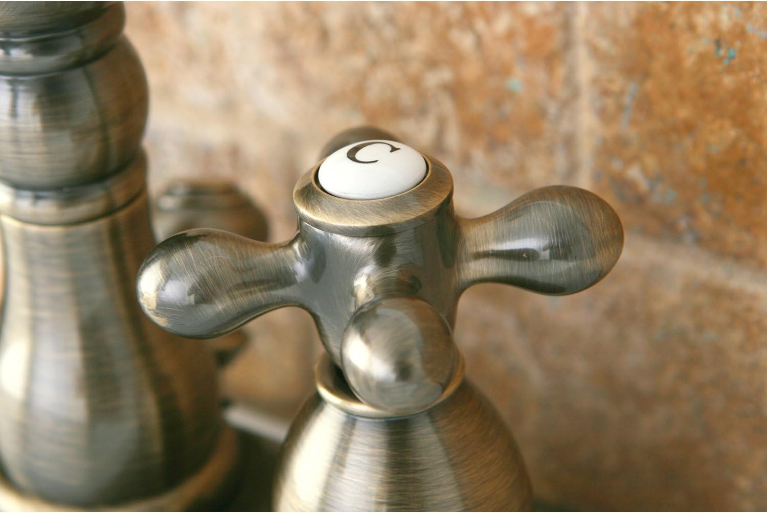 Kingston Brass KB1603AX 4 in. Centerset Bathroom Faucet, Antique Brass,4-Inch Center