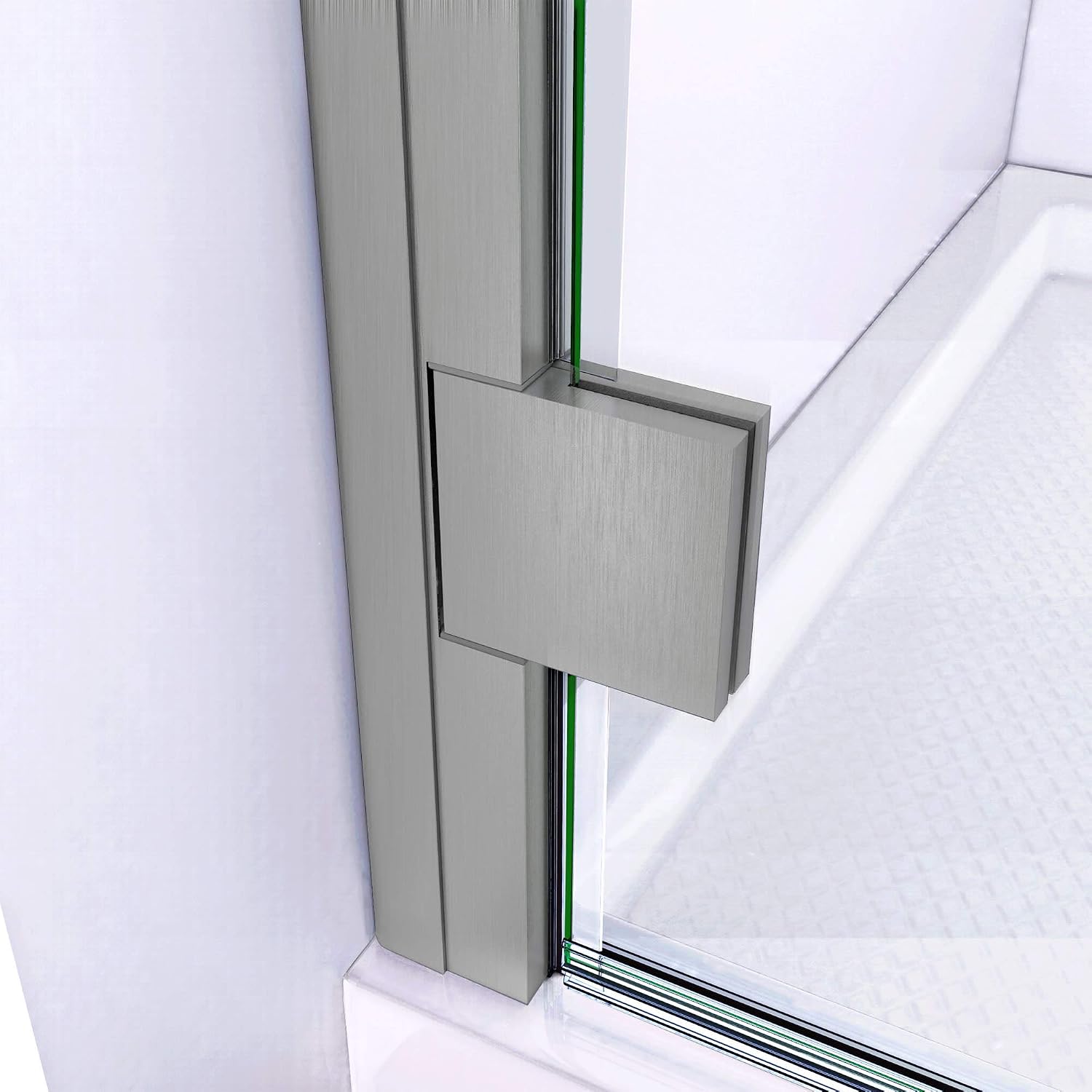 DreamLine Lumen 34-35 in. W by 72 in. H Semi-Frameless Hinged Shower Door in Brushed Nickel, SHDR-5334720-04
