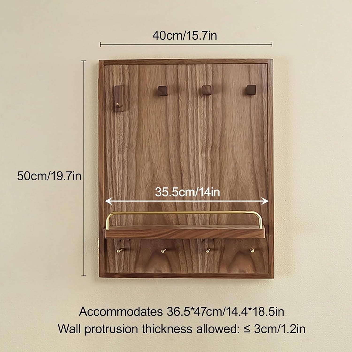 Electrical Panel Cover Decorative Wall Mounted Breaker Box Cover Wood Hidden Fuse Box Covers with Shelf Hooks, Left-Opening Flip Cover Meter Box for Home(40X50cm/15.7x19.7in(LxH))