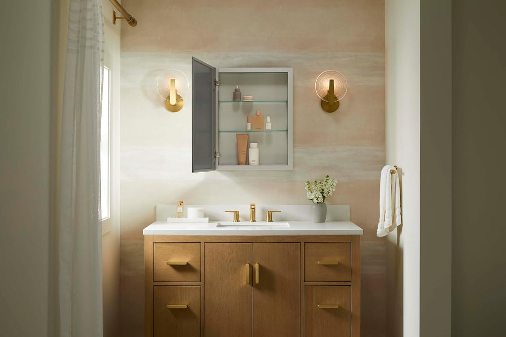Kohler 55061-NA Embark Slim Medicine Cabinet Mirror, Adjustable Shelves with Mirrored Door, 15 in. W x 26 in. H
