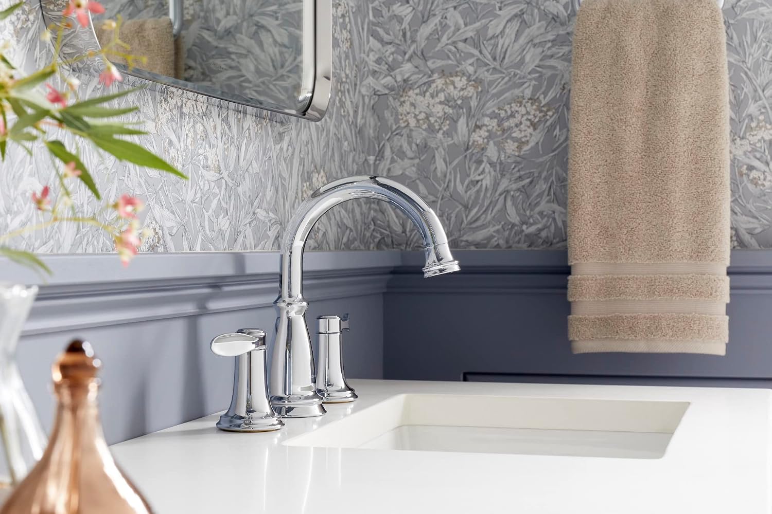 KOHLER 27380-4N-2BZ Bellera Widespread Bathroom Faucet with Pop-Up Drain Assembly, 3-Hole 2-Handle Bathroom Sink Faucet, 0.5 gpm, Oil-Rubbed Bronze