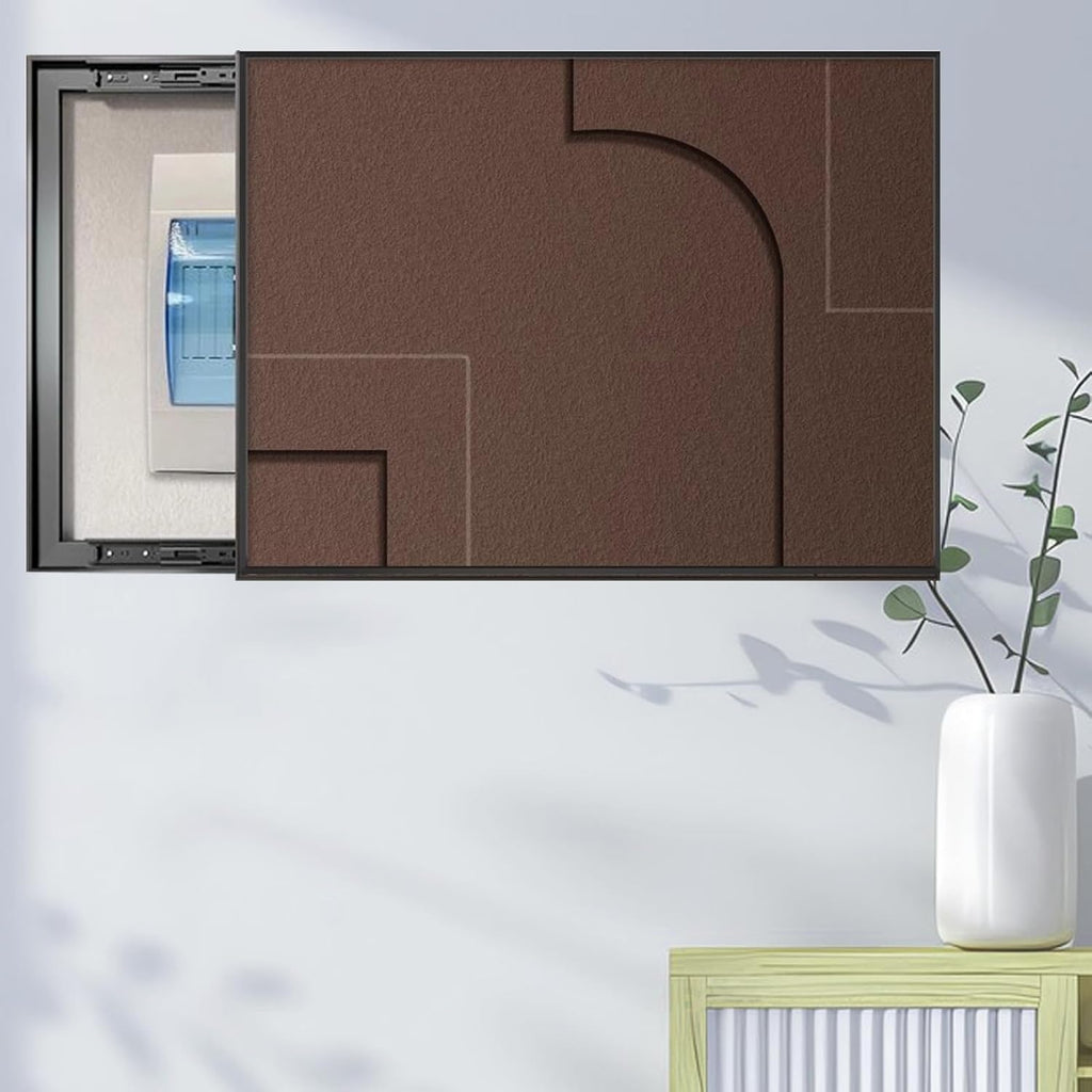 Kitchen Breaker Box Cover for Decorative Wall, Art Tan Electrical Panel Cover for Hide Meter Box/Junction Box, Decorative Fuse Box Cover Horizontal(Light Coffee,60x45cm(23 5/8x17 3/4in))