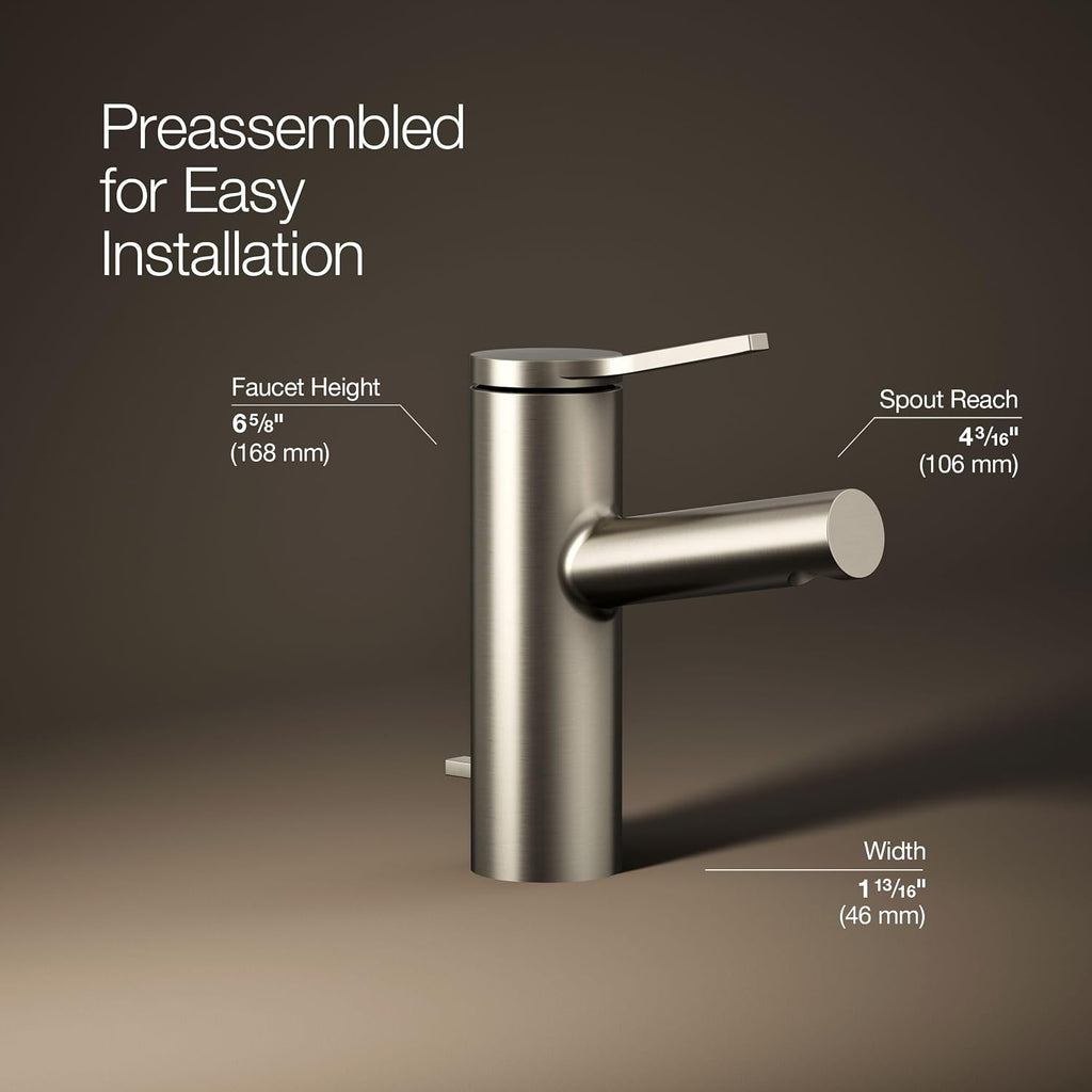Kohler 99491-4-BN Elate® Single-Handle Bathroom Sink Faucet, 1.2 gpm, Vibrant Brushed Nickel