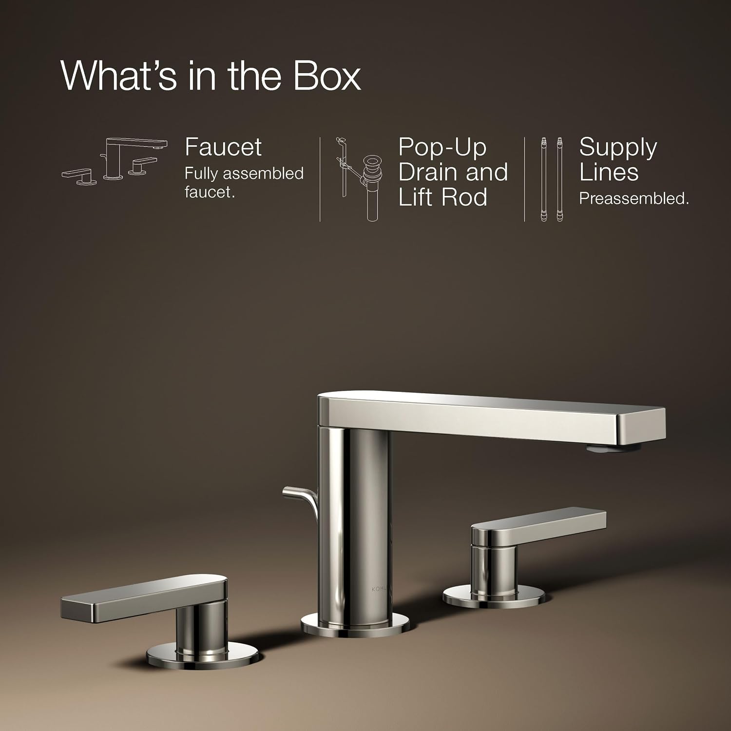 Kohler 73060-4-SN Composed® Widespread Bathroom Sink Faucet with Lever Handles, 1.2 gpm, Vibrant Polished Nickel