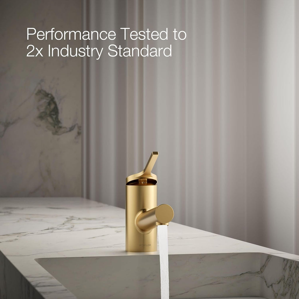 KOHLER K-33590-4K-2MB Elate® Short Single-Handle Bathroom Sink Faucet, Single-Handle Bathroom Faucets, 1.0 GPM, Vibrant Brushed Moderne Brass