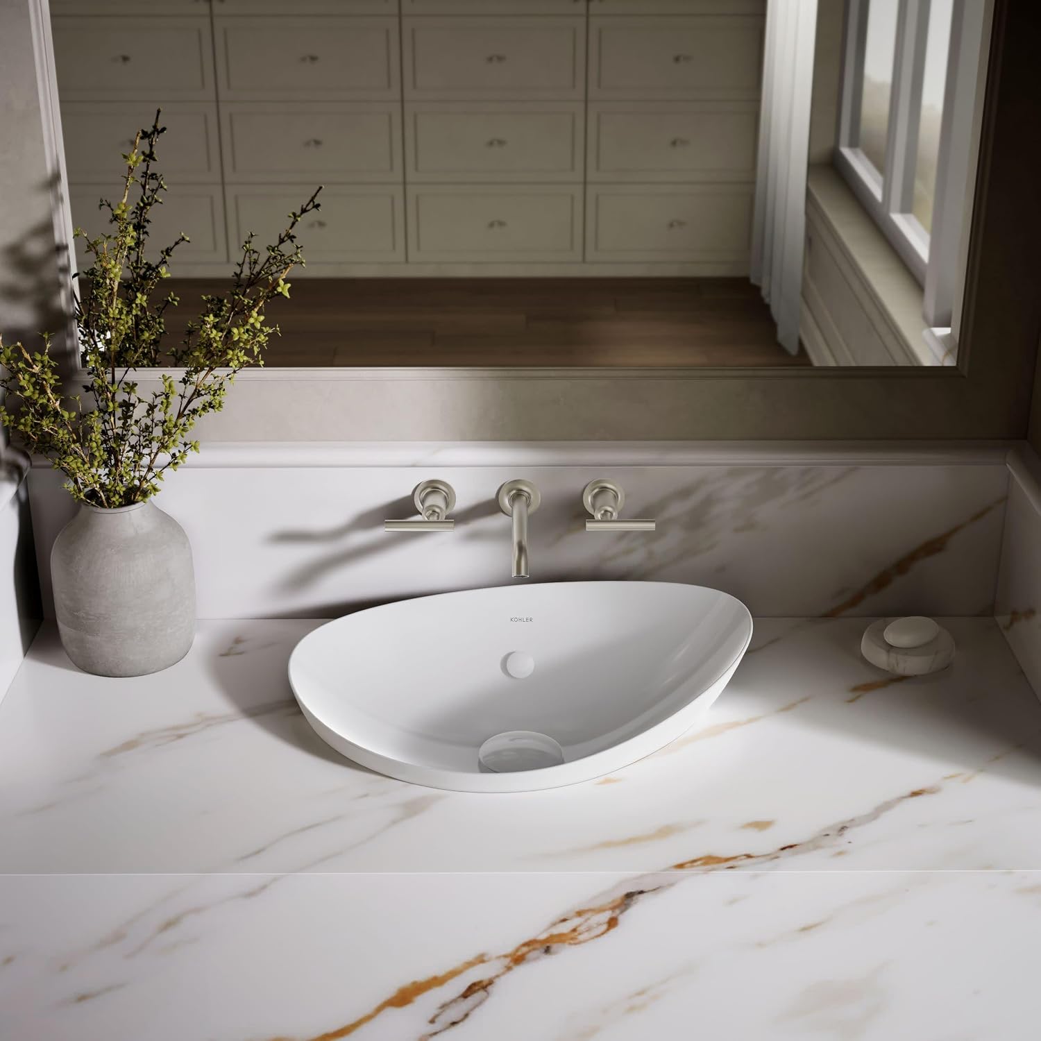 Kohler 20704-0 Veil™ 21' oval vessel bathroom sink, White