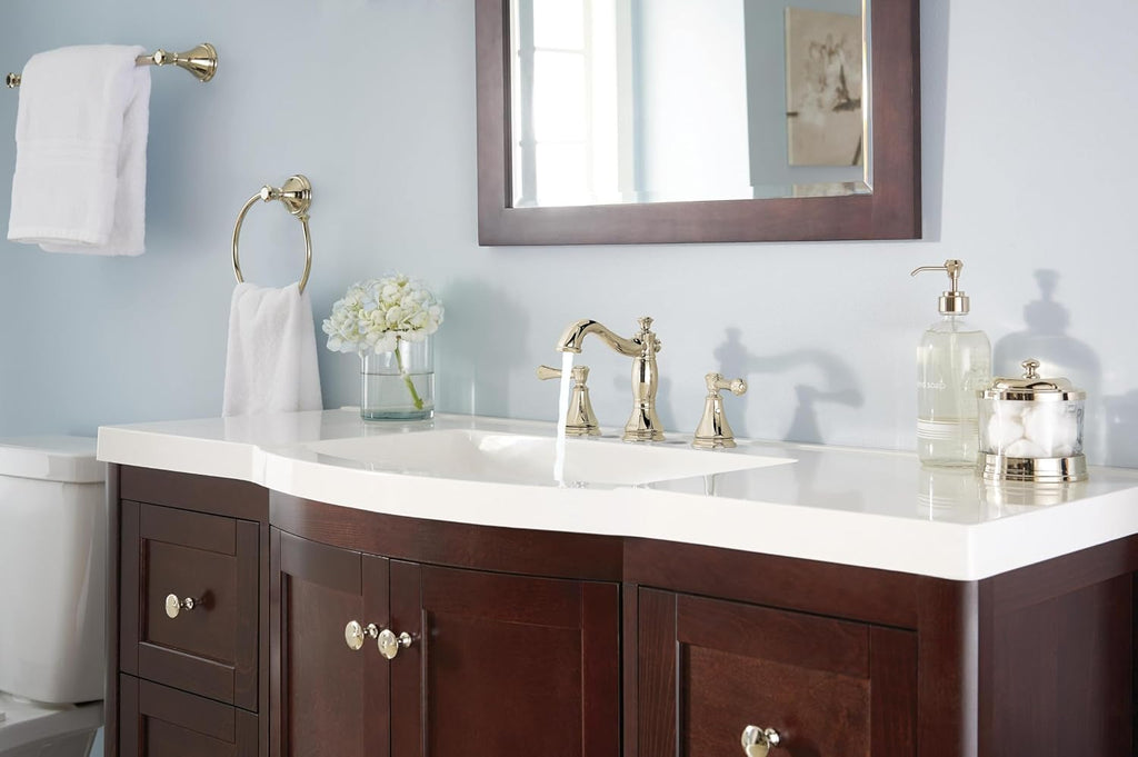 DELTA FAUCET Cassidy Widespread Bathroom Faucet 3 Hole, Bathroom Sink Faucet, Metal Drain Assembly, Polished Nickel 3597LF-PNMPU