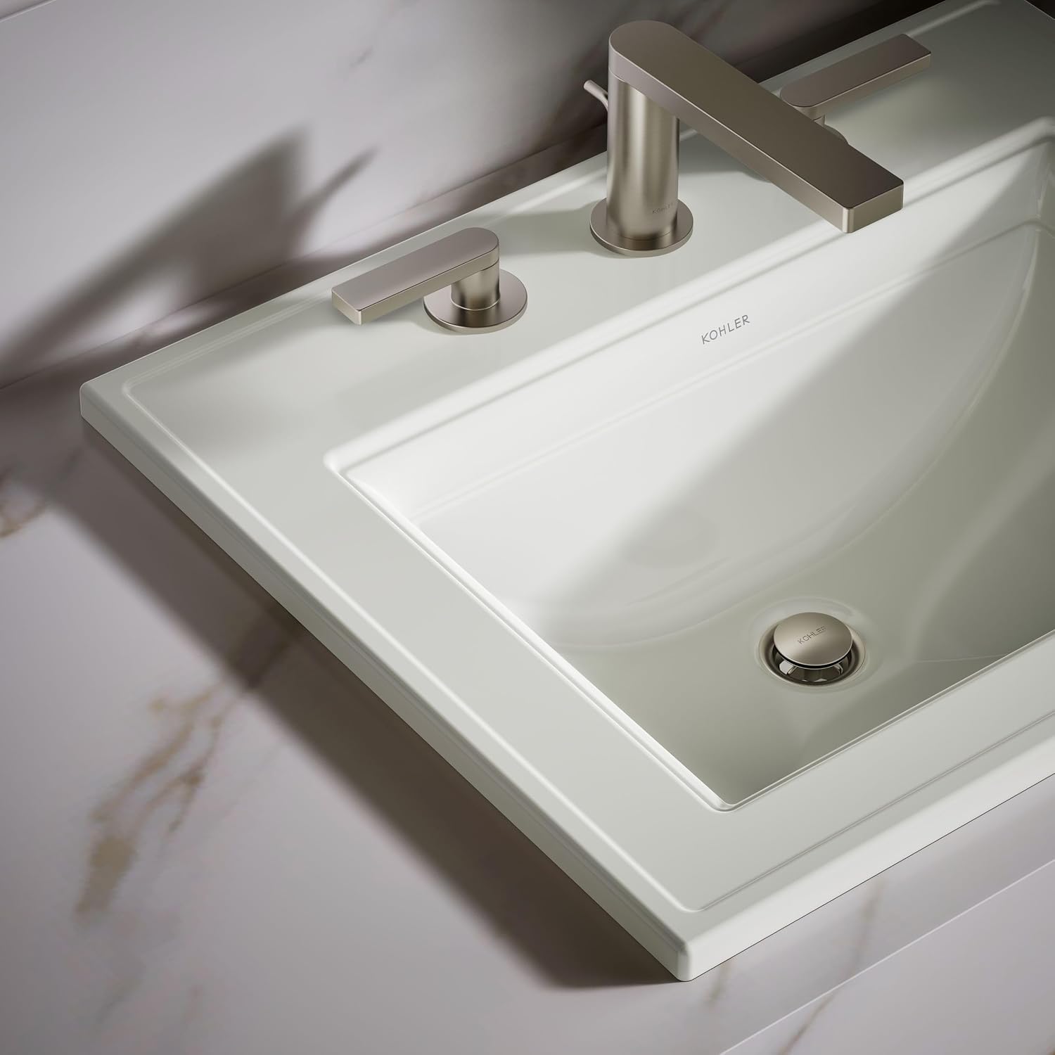 Kohler 2337-8-96 Memoirs® Stately 22-3/4' rectangular drop-in bathroom sink, Biscuit