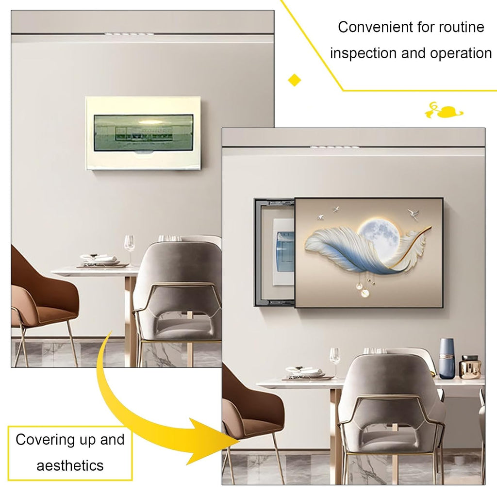 Breaker Box Cover Decorative, Electric Meter Fuse Box Cover, Modern Wall Art Painting, Crystal Ceramic Surface, Sliding or Flip-up Design, Widely Used(Blue 2,60 * 50cm/23.6 * 19.7in)