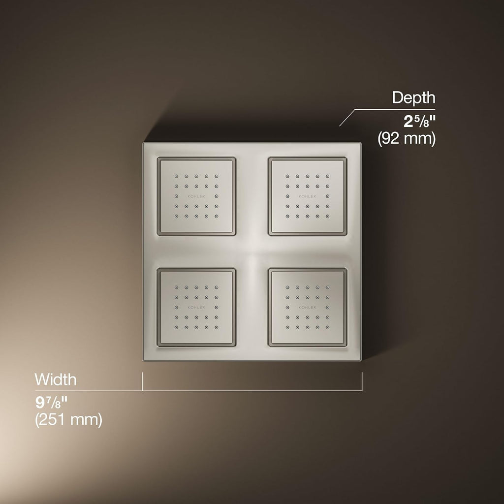 Kohler 98740-SN WaterTile® Rain Overhead shower panel with four 22-nozzle sprayheads, Vibrant Polished Nickel