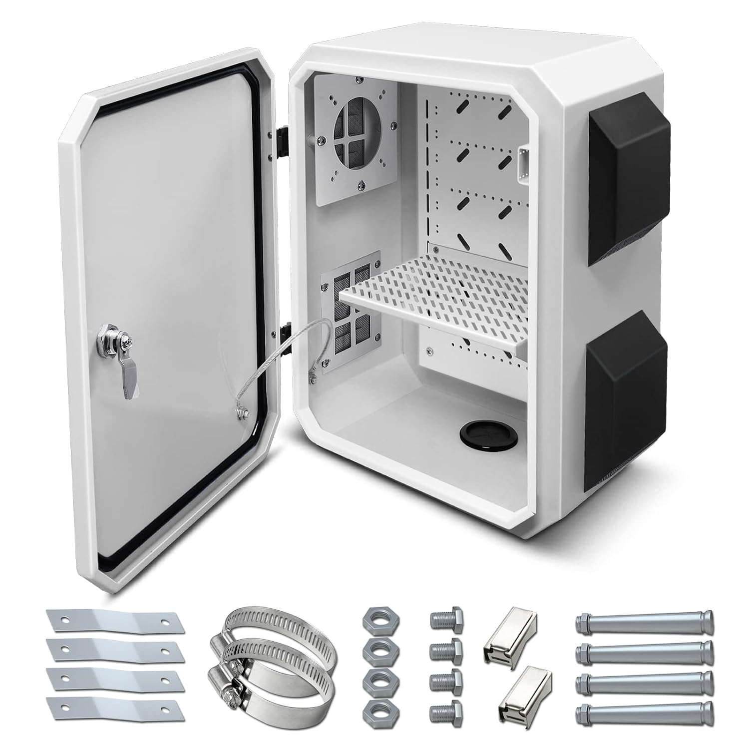 Outdoor Electrical Box, Cold-Rolled Steel Plate, Aluminum Alloy Back Beam, One-Piece Ventilation Design, IP65 Waterproof, Wall/Pole Mounted (15.7' x 11.8' x 7.9')