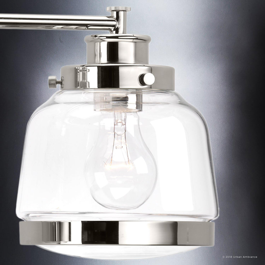 Urban Ambiance Luxury Industrial Chic Bathroom Vanity Light, Large Size: 11.25' H x 35.75' W, with Art Deco Style Elements, Polished Nickel Finish, UHP2540, Nottingham Collection